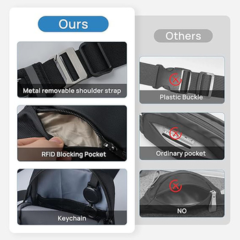 Najlonska muška crossbody torba, vodootporna, jednobojni uzorak, poliesterova podstava