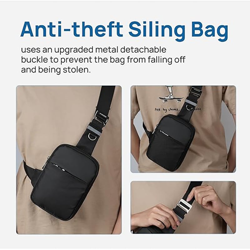 Najlonska muška crossbody torba, vodootporna, jednobojni uzorak, poliesterova podstava