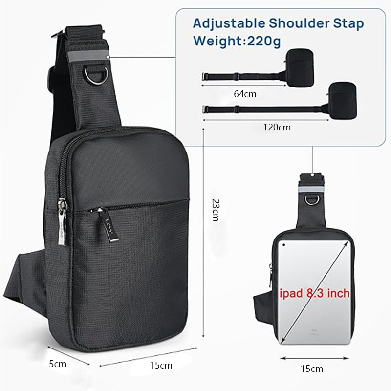 Najlonska muška crossbody torba, vodootporna, jednobojni uzorak, poliesterova podstava