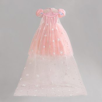 Παιδικό φόρεμα με φουσκωτά κοντά μανίκια, διαφανής τούλι επικάλυψη και παγιέτες; βασικό ύφασμα 65% πολυεστέρας, φόδρα 35% πολυεστέρας