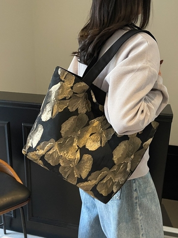 Ženska tote torba s printom leptira, platno, gradski minimalistički stil, zatvarač, poliester podstava, ljeto 2025