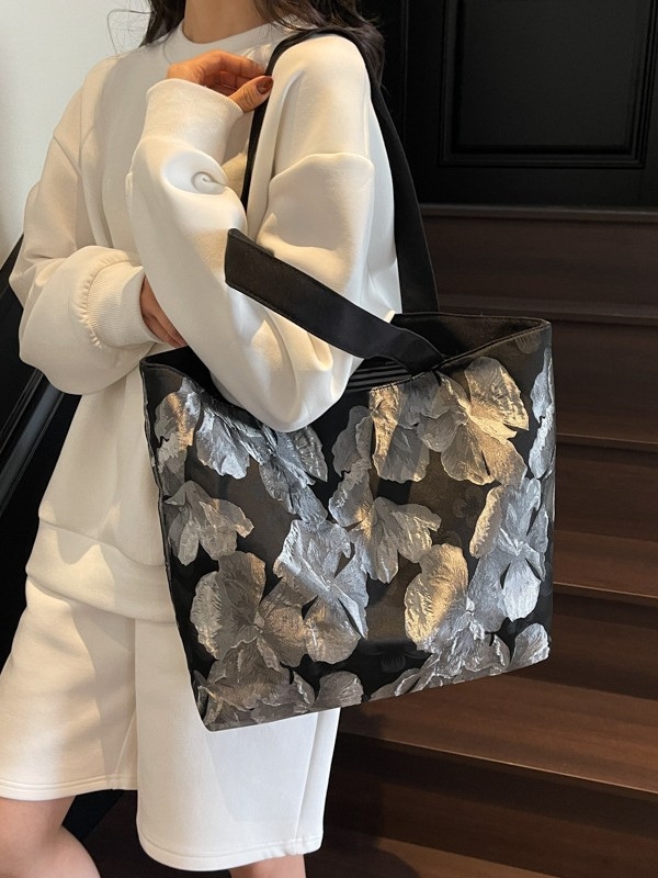 Ženska tote torba s printom leptira, platno, gradski minimalistički stil, zatvarač, poliester podstava, ljeto 2025