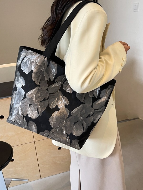 Ženska tote torba s printom leptira, platno, gradski minimalistički stil, zatvarač, poliester podstava, ljeto 2025