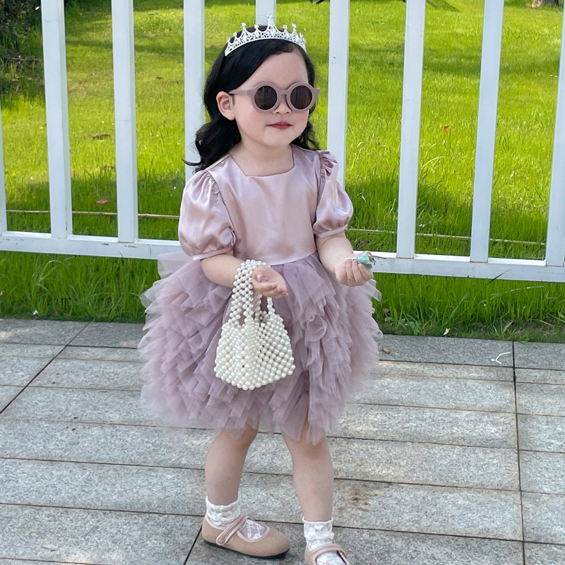 Детска чанта от мъниста с перлен ефект, кръстосана презрамка, водоустойчива и ултралека, без подплата, едноцветен модел, стил детска сладост.