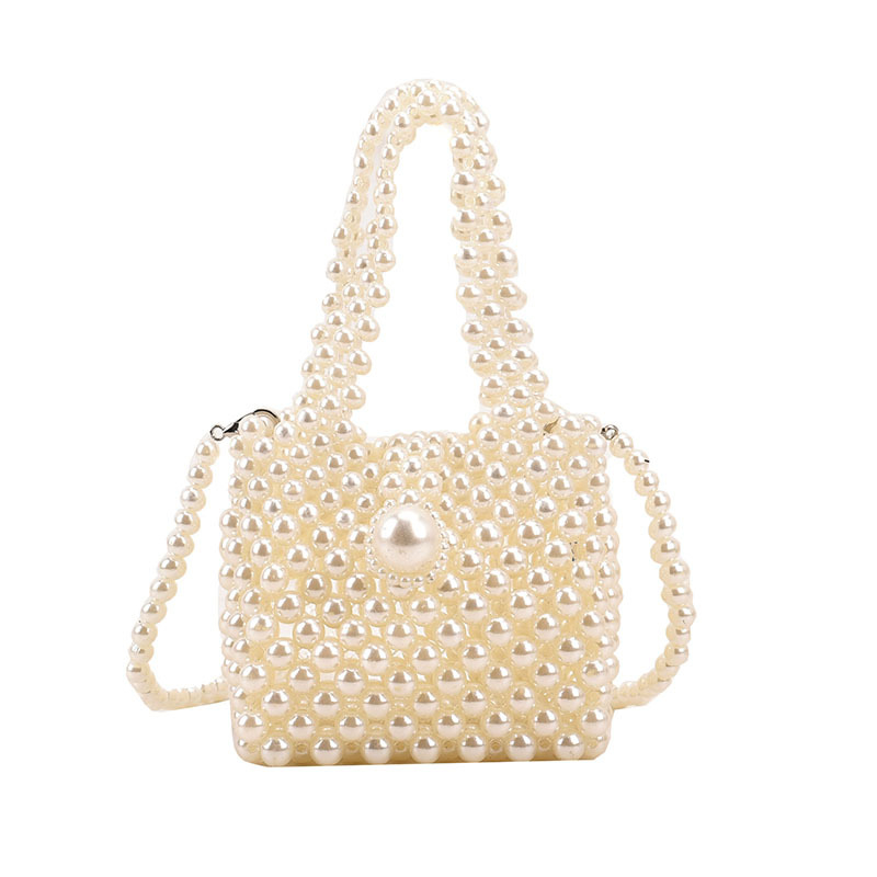 Детска чанта от мъниста с перлен ефект, кръстосана презрамка, водоустойчива и ултралека, без подплата, едноцветен модел, стил детска сладост.