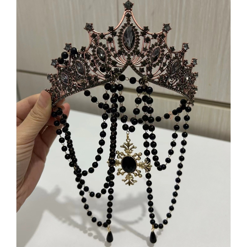 Gotiškas Helovyno plaukų vainikas – Lolita Madonna halo plaukų aksesuarai vaikams, pavasaris 2025