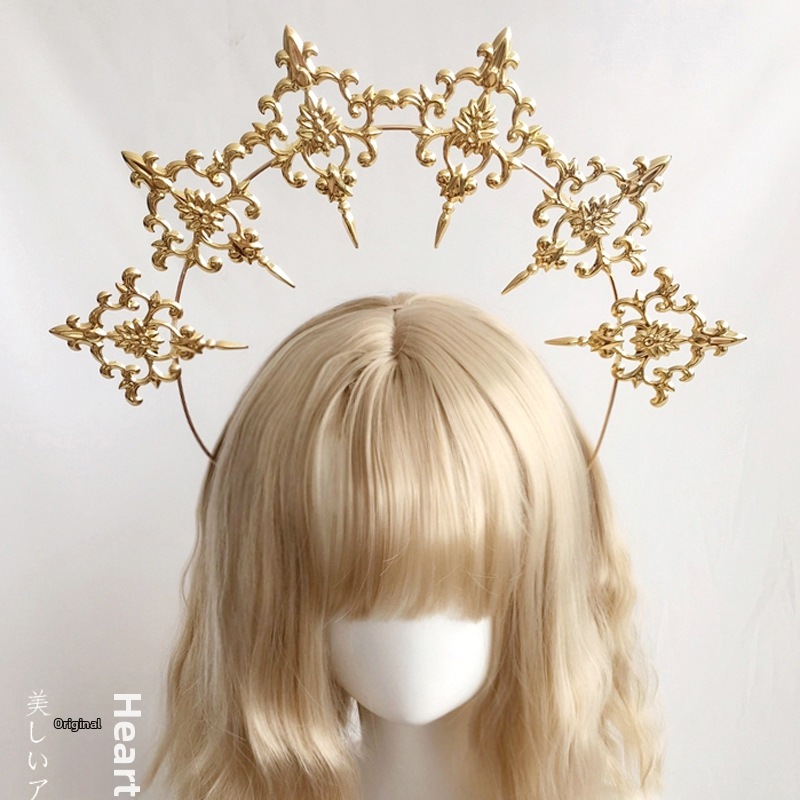 Gotiškas Helovyno plaukų vainikas – Lolita Madonna halo plaukų aksesuarai vaikams, pavasaris 2025