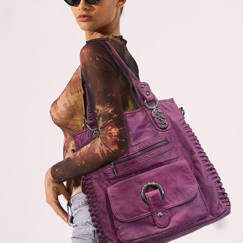 PU kožna Tote torbica, uspravni kvadratni oblik, zatvarač, laminirana unutarnja džep, mekana, jedna naramenica, jesen 2024