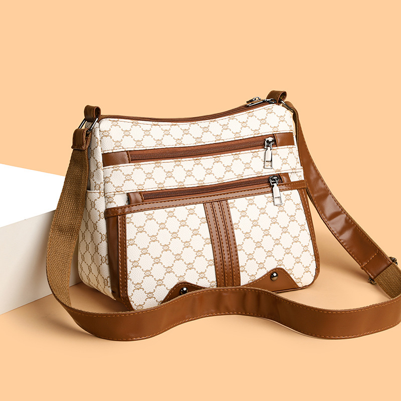 Ženska PU torbica preko ramena s patchwork uzorkom, horizontalni oblik, zatvarač, unutarnja džep sa zatvaračem i džep za mobitel, podstava od poliestera, jedna naramenica, za svakodnevnu upotrebu