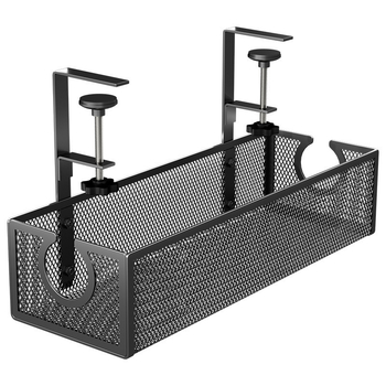 Ράφι διαχείρισης καλωδίων κάτω από το γραφείο από χάλυβα άνθρακα, πολυχρηστικό αποθηκευτικό καλάθι, μονοεπίπεδη κατασκευή