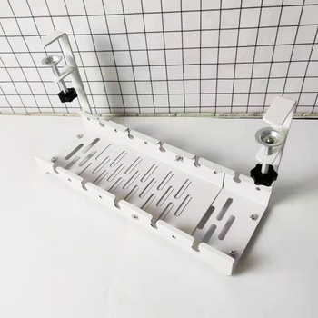 Χωρίς διάτρηση: Εκτεινόμενος οργανωτής καλωδίων κάτω από το γραφείο με πρίζα και κανάλι καλωδίων δρομολογητή – Χάλυβας άνθρακα, ένα επίπεδο, για επιτραπέζια χρήση