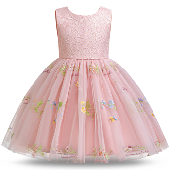 Παιδικό φόρεμα πριγκίπισσα με κέντημα λουλουδιών, διχτυωτή φούστα-πούφ, χωρίς μανίκια, 100% πολυεστέρας, για ηλικίες 3–8 ετών