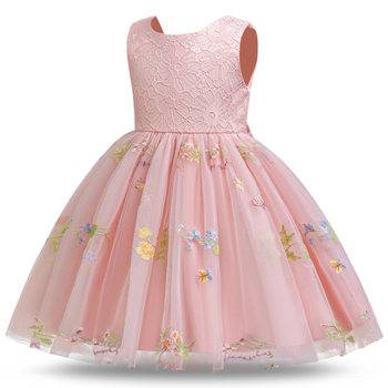 Παιδικό φόρεμα πριγκίπισσα με κέντημα λουλουδιών, διχτυωτή φούστα-πούφ, χωρίς μανίκια, 100% πολυεστέρας, για ηλικίες 3–8 ετών