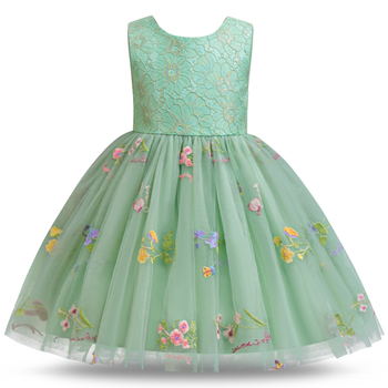Παιδικό φόρεμα πριγκίπισσα με κέντημα λουλουδιών, διχτυωτή φούστα-πούφ, χωρίς μανίκια, 100% πολυεστέρας, για ηλικίες 3–8 ετών