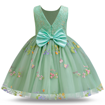 Παιδικό φόρεμα πριγκίπισσα με κέντημα λουλουδιών, διχτυωτή φούστα-πούφ, χωρίς μανίκια, 100% πολυεστέρας, για ηλικίες 3–8 ετών