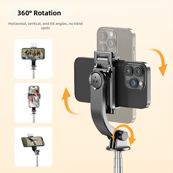 Мини селфи стика с Bluetooth и дистанционно, от неръждаема стомана, преносим ръчен дизайн, клип за телефон и вградена светлина