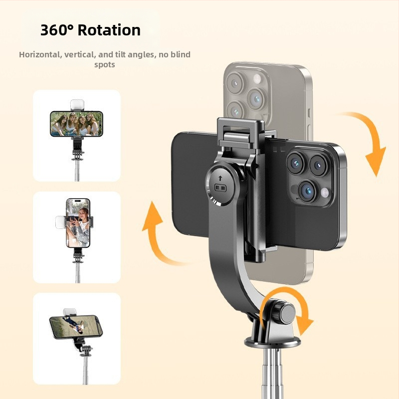 Мини селфи стика с Bluetooth и дистанционно, от неръждаема стомана, преносим ръчен дизайн, клип за телефон и вградена светлина