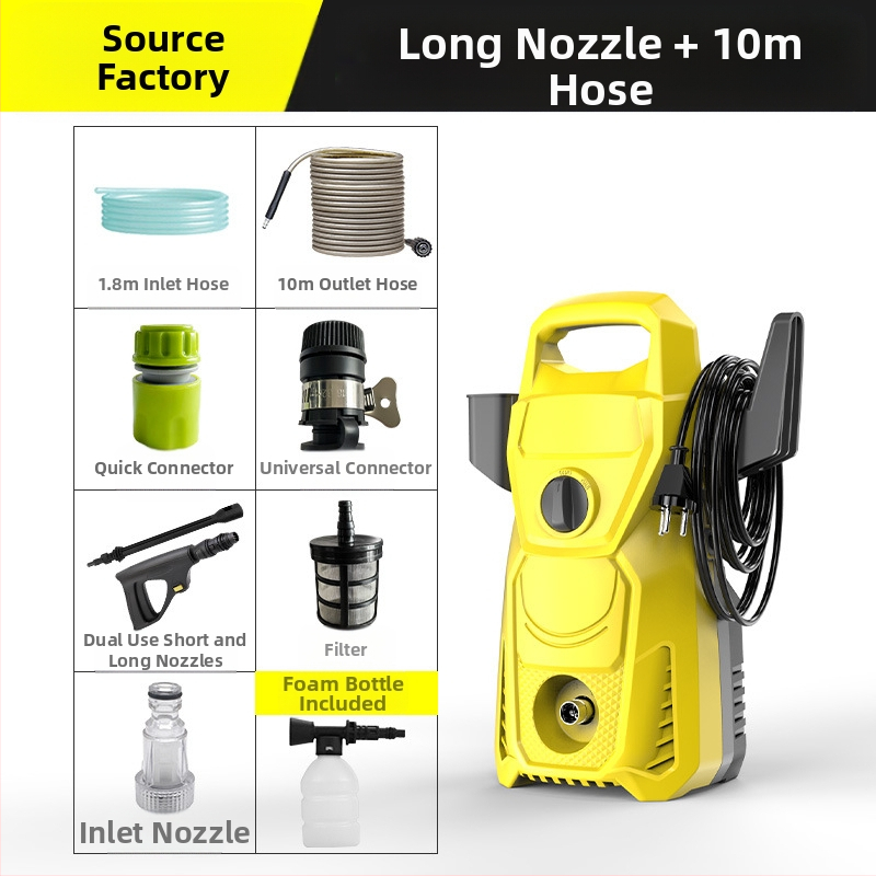 Namų aukšto slėgio automobilių plovimo įranga — 3000W, 220V, 100 Bar, 6 L/min, 7–20 m žarna