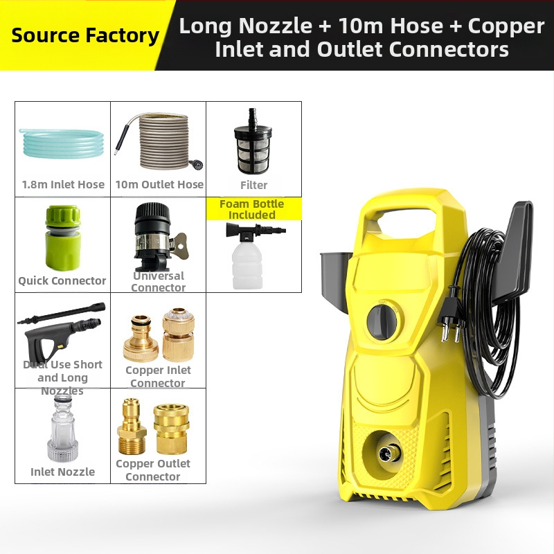 Namų aukšto slėgio automobilių plovimo įranga — 3000W, 220V, 100 Bar, 6 L/min, 7–20 m žarna