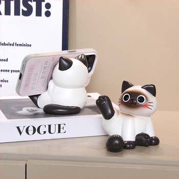 Θήκη-στήριγμα κινητού σε σχήμα Siamese γάτας, διακοσμητικό γραφείου σε σκανδιναβικό στυλ από ρητίνη, ιδανικό δώρο γενεθλίων