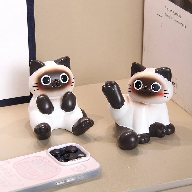 Държач за мобилен телефон с форма на сладка сиамска котка, смолен декор за офис в скандинавски стил, занаяти от смола, подходящ подарък за рожден ден
