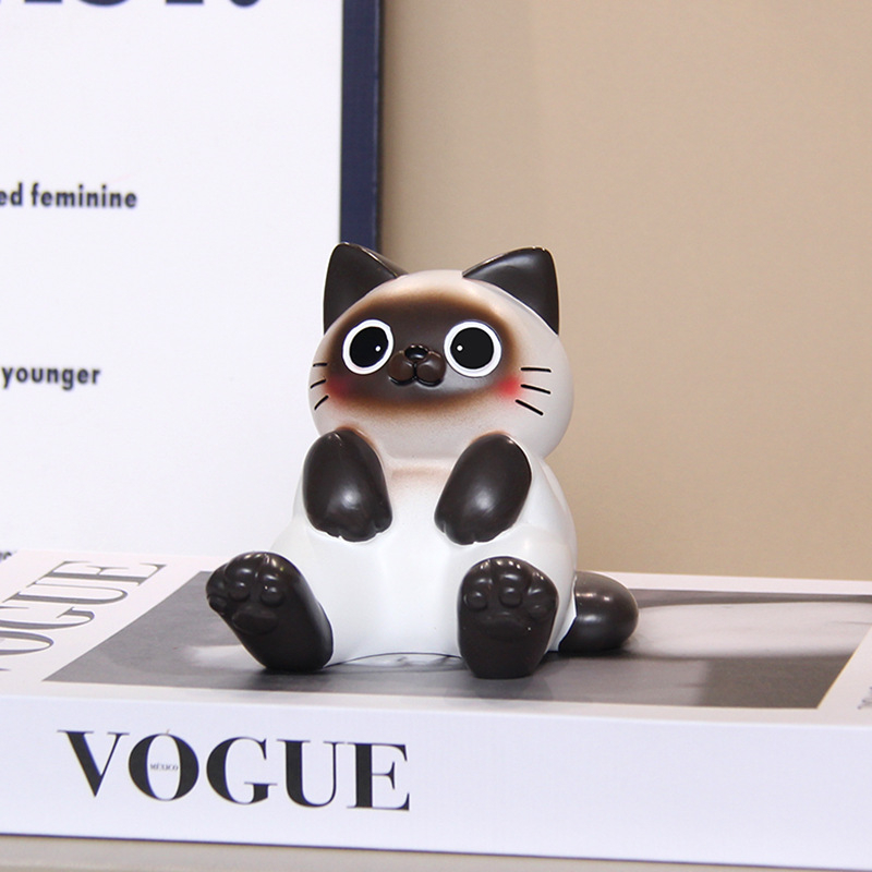 Държач за мобилен телефон с форма на сладка сиамска котка, смолен декор за офис в скандинавски стил, занаяти от смола, подходящ подарък за рожден ден