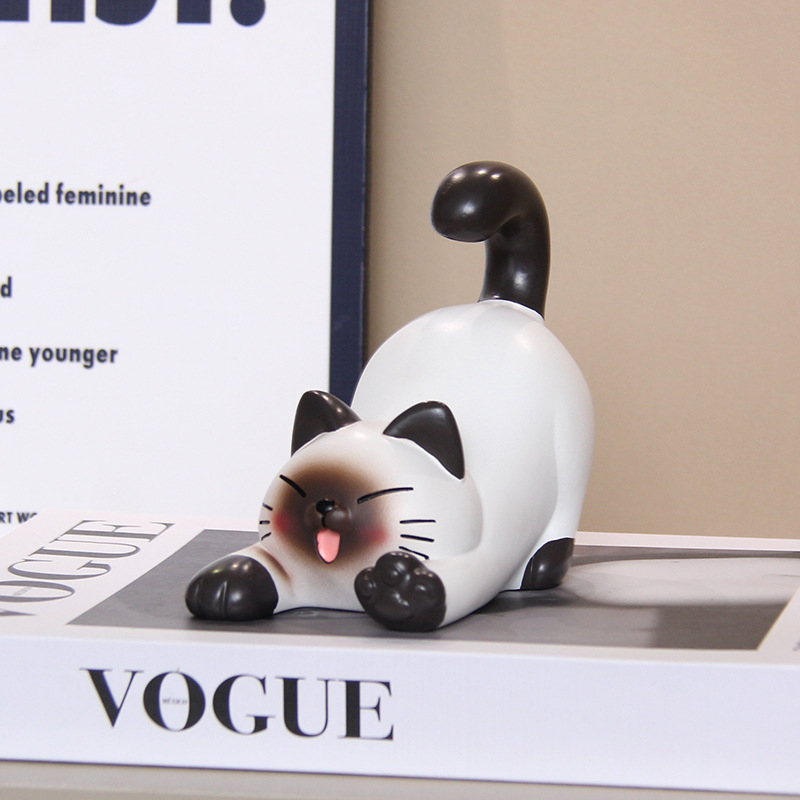 Държач за мобилен телефон с форма на сладка сиамска котка, смолен декор за офис в скандинавски стил, занаяти от смола, подходящ подарък за рожден ден