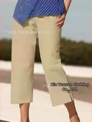 Дамски панталони от памук и лен, с еластична талия, прав силует, микроеластичност, летен модел 2025