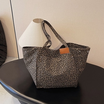 Ženska Corduroy Tote torba s magnetskim zatvaranjem, horizontalni kvadratni oblik, podstava od poliestera, unutarnja džep za telefon