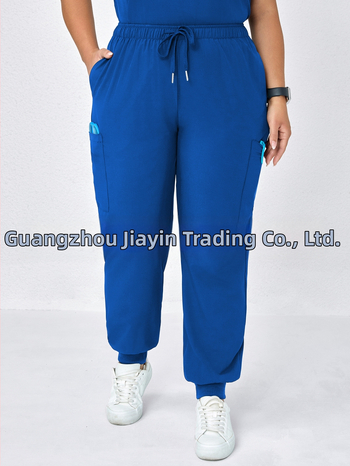 Женски ежедневни панталони с джобове и еластична талия (дебел четиристран ластик), свободен крой, полиестер-спандекс смес, японско-корейски стил, пролет 2025.