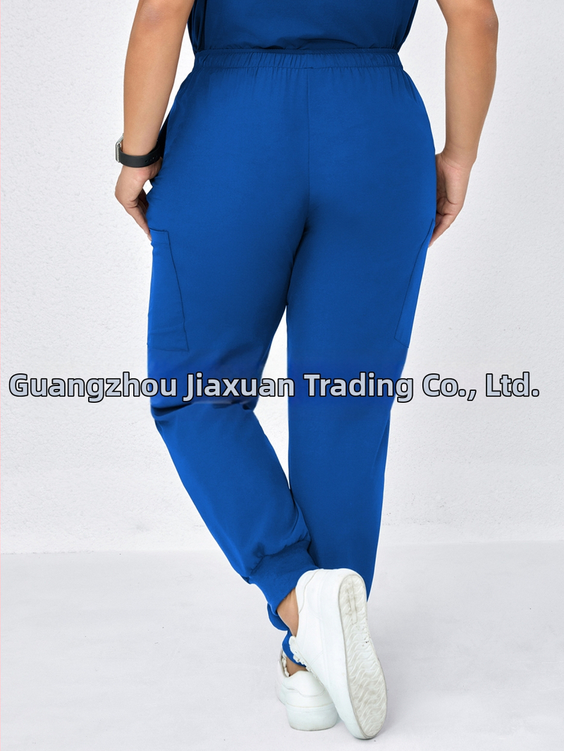 Женски ежедневни панталони с джобове и еластична талия (дебел четиристран ластик), свободен крой, полиестер-спандекс смес, японско-корейски стил, пролет 2025.