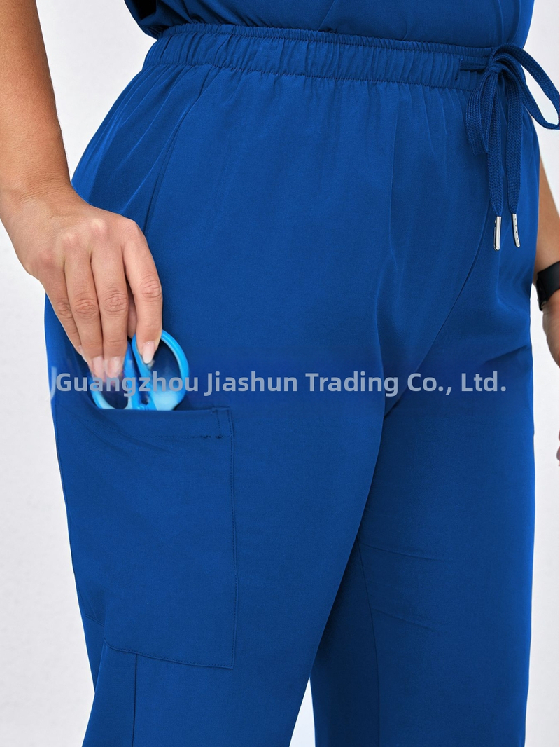 Женски ежедневни панталони с джобове и еластична талия (дебел четиристран ластик), свободен крой, полиестер-спандекс смес, японско-корейски стил, пролет 2025.