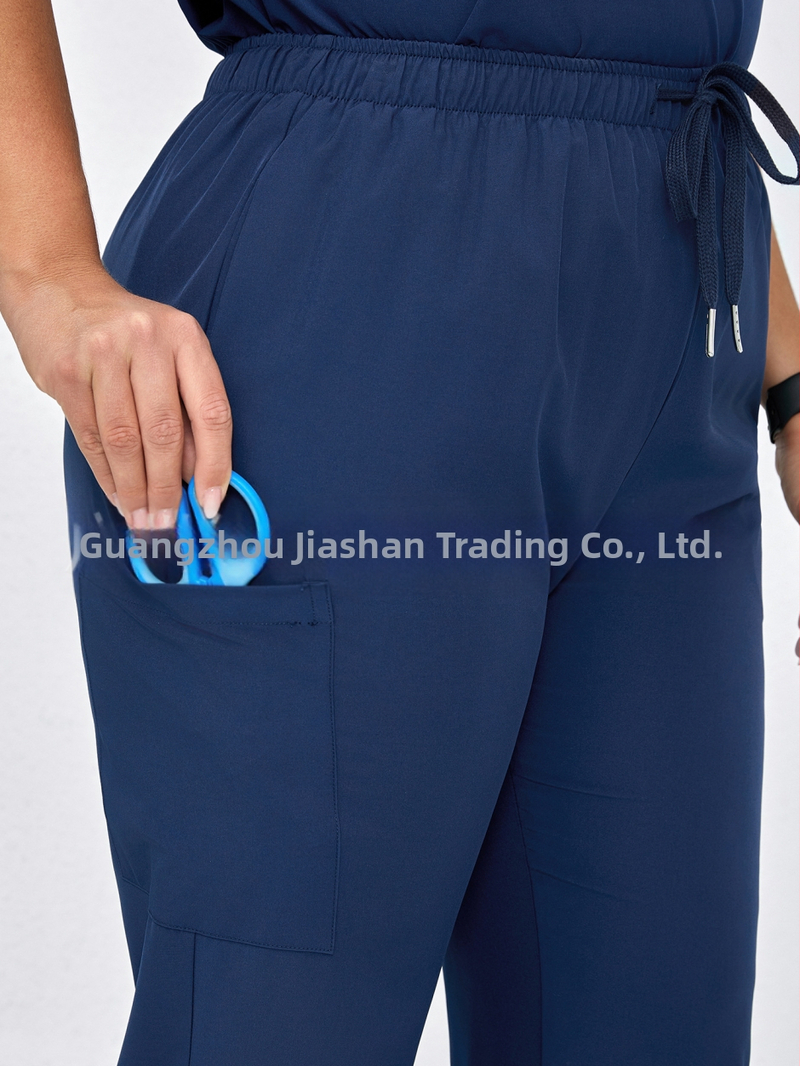 Женски ежедневни панталони с джобове и еластична талия (дебел четиристран ластик), свободен крой, полиестер-спандекс смес, японско-корейски стил, пролет 2025.