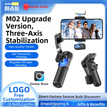 M02 3-asis telefonų stabilizatorius, rankinis gimbolas su atskiriamu nuotolinio valdymo pulteliu, papildomo apšvietimo, AI kamera