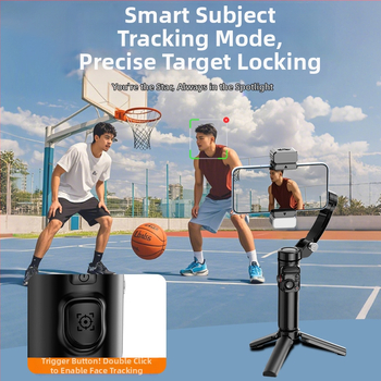 M02 3-asis telefonų stabilizatorius, rankinis gimbolas su atskiriamu nuotolinio valdymo pulteliu, papildomo apšvietimo, AI kamera