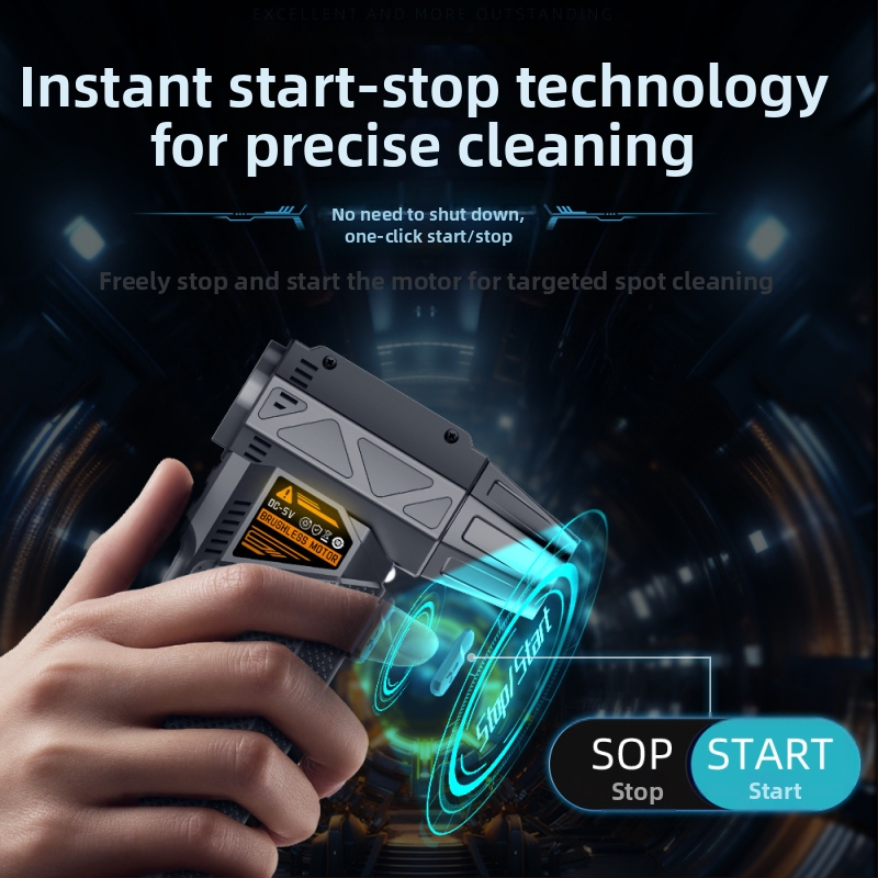 Ръчен USB вентилатор за къмпинг с функция духане на прах и всмукване, безчетков мотор, плавно регулиране на скоростта, вградена батерия 4000–6000 mAh