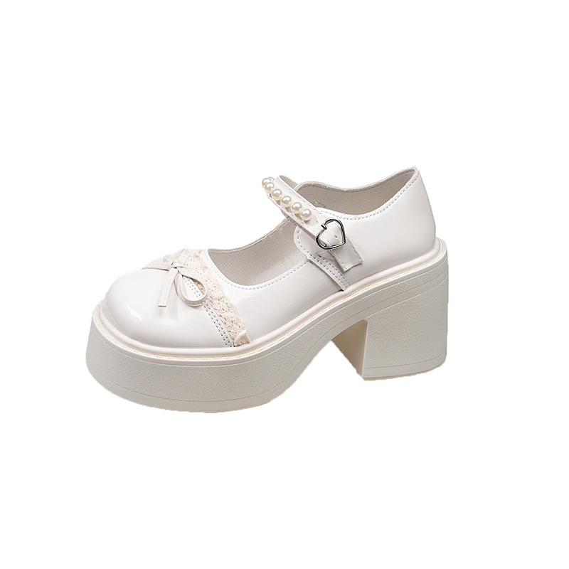 Francuski stil Mary Jane ženstvene cipele, srednja visina pete 3-5 cm, PU gornji dio, gumeni đon, debeli potplat