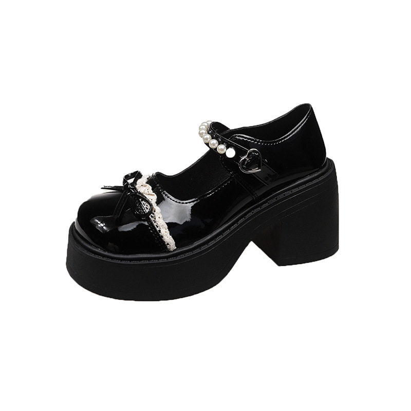 Francuski stil Mary Jane ženstvene cipele, srednja visina pete 3-5 cm, PU gornji dio, gumeni đon, debeli potplat