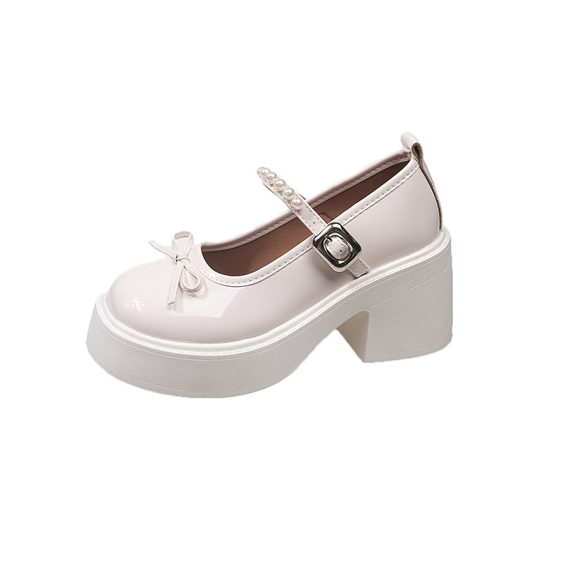 Női Mary Jane Lolita cipő, vastag sarkú, kerek orrú, PU felsőrész, gumi talp, középmagas sarka 3-5 cm