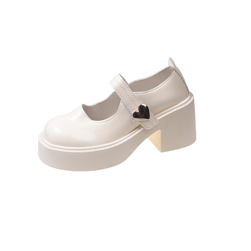 Ženske male kožne loaferice, PU gornji dio, zaobljeni nos, srednja petа 3–5 cm, gumeni potplat, Velcro zatvaranje