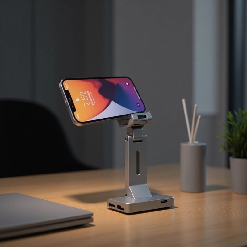 Десктоп държач за телефон – универсален, пластмасов, сгъваем, въртящ се, преносим за пътувания