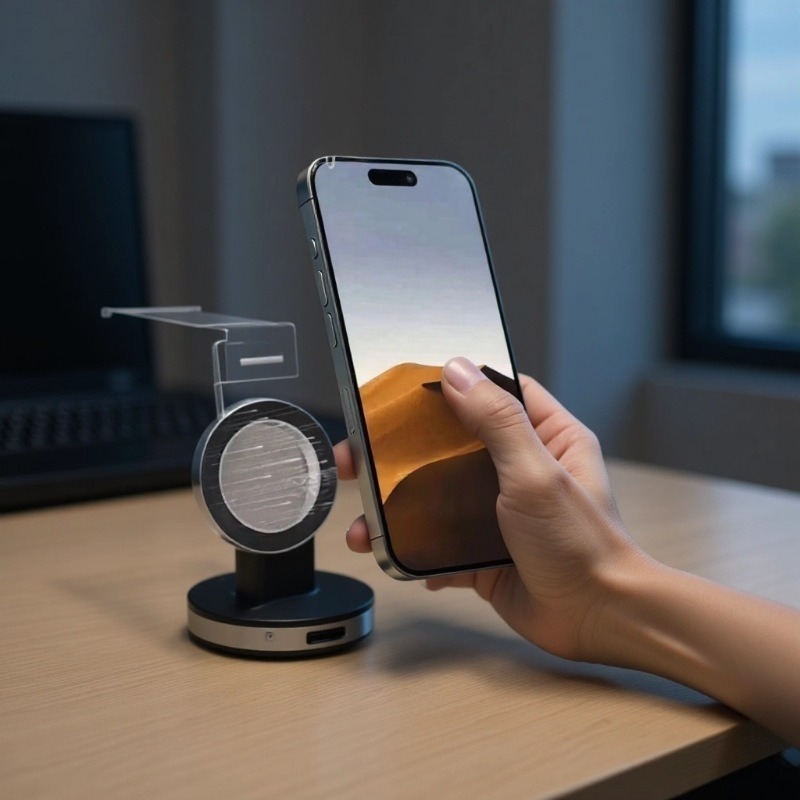 Десктоп държач за телефон – универсален, пластмасов, сгъваем, въртящ се, преносим за пътувания