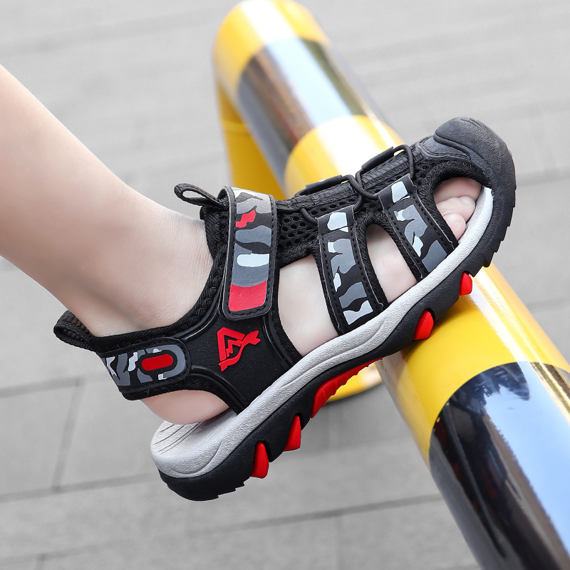 Dječje sportke sandale – prozračni mrežasti gornji dio, otporne na habanje, zatvoren prst, protuklizna đon EVA+TPR, Velcro traka