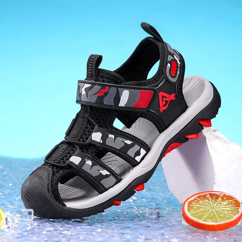 Dječje sportke sandale – prozračni mrežasti gornji dio, otporne na habanje, zatvoren prst, protuklizna đon EVA+TPR, Velcro traka