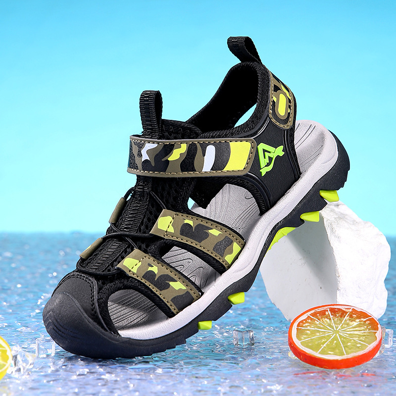 Dječje sportke sandale – prozračni mrežasti gornji dio, otporne na habanje, zatvoren prst, protuklizna đon EVA+TPR, Velcro traka