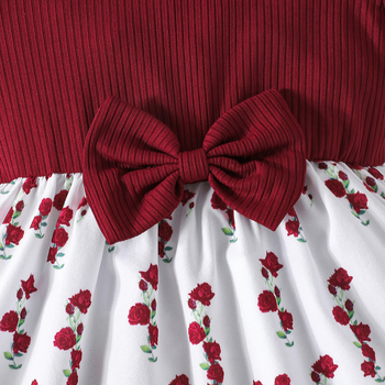 Φόρεμα κοριτσιού με φλοράλ μοτίβο, γραμμή Α, κοντά μανίκια, 95% πολυεστέρας, για 1–3 ετών