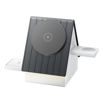 Τρία σε ένα Ασύρματο Φορτιστής Επιτραπέζιος με Μαγνητική Βάση – PD Γρήγορη Φόρτιση, 15W για Κινητό, 5W για Ακουστικά, 2,5W για Ρολόι