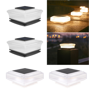 Соларна LED лампа за колона - външна водоустойчива, квадратна прозрачна колона, 5W, 1.2V, 6–12 ч осветяване