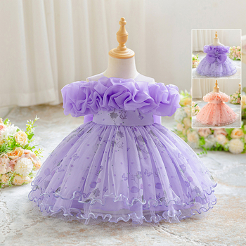 Παιδικό φόρεμα – Πριγκίπισσα για κορίτσια, 1–3 ετών (80–100 cm), ύφασμα πολυεστέρα με επένδυση βαμβάκι, πλισέ, πλύσιμο με ένζυμα, για όλες τις εποχές