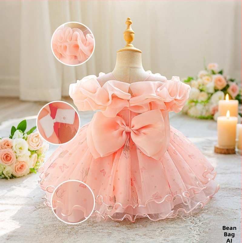 Detské šaty – Príbešná ruha dievčatám 1–3 roky, 80–100 cm, polyester s bavlnenou podšívkou; plisovanie, enzýmové pranie; na všetky ročné obdobia